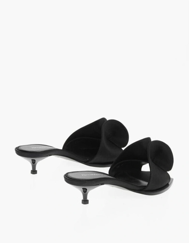 Peep Toe Leather Stiletto Heels Women - Black Sandals