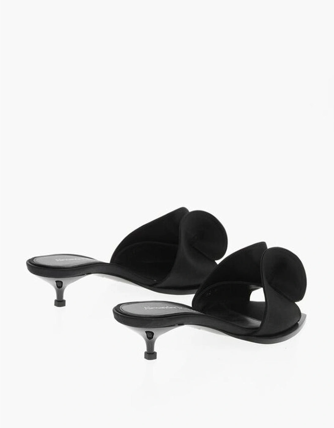 Peep Toe Leather Stiletto Heels Women - Black Sandals