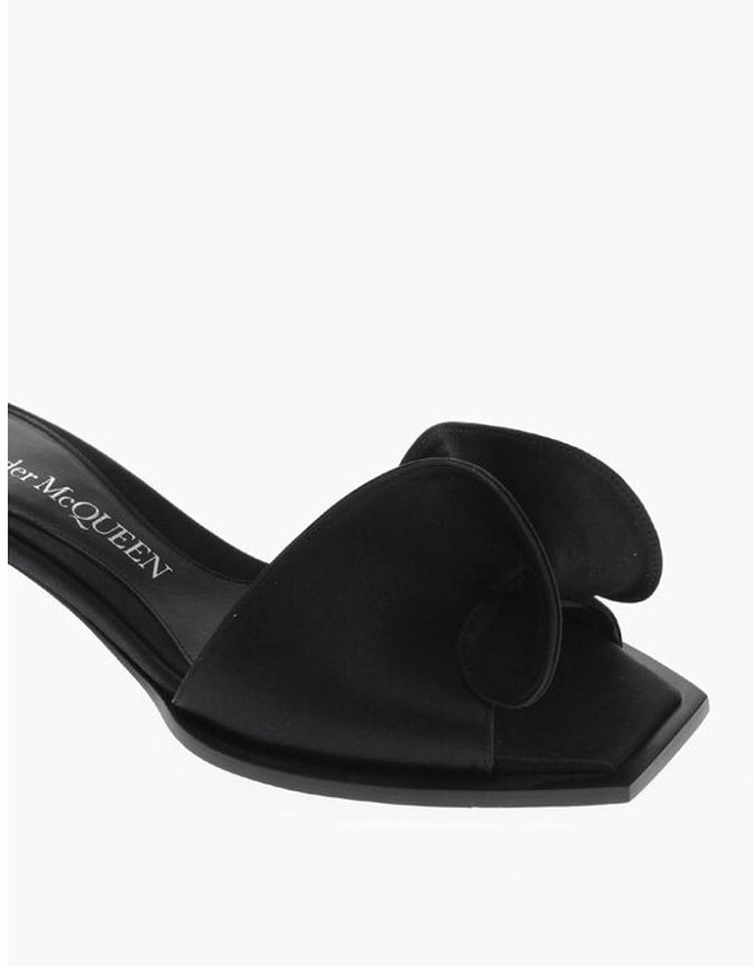 Peep Toe Leather Stiletto Heels Women - Black Sandals