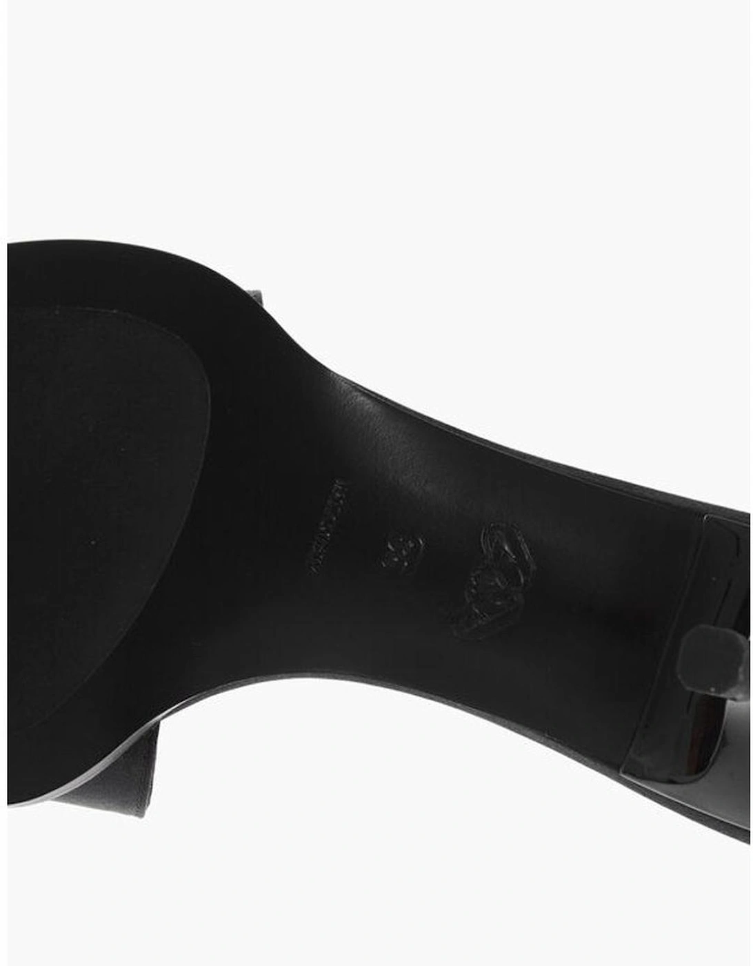 Peep Toe Leather Stiletto Heels Women - Black Sandals