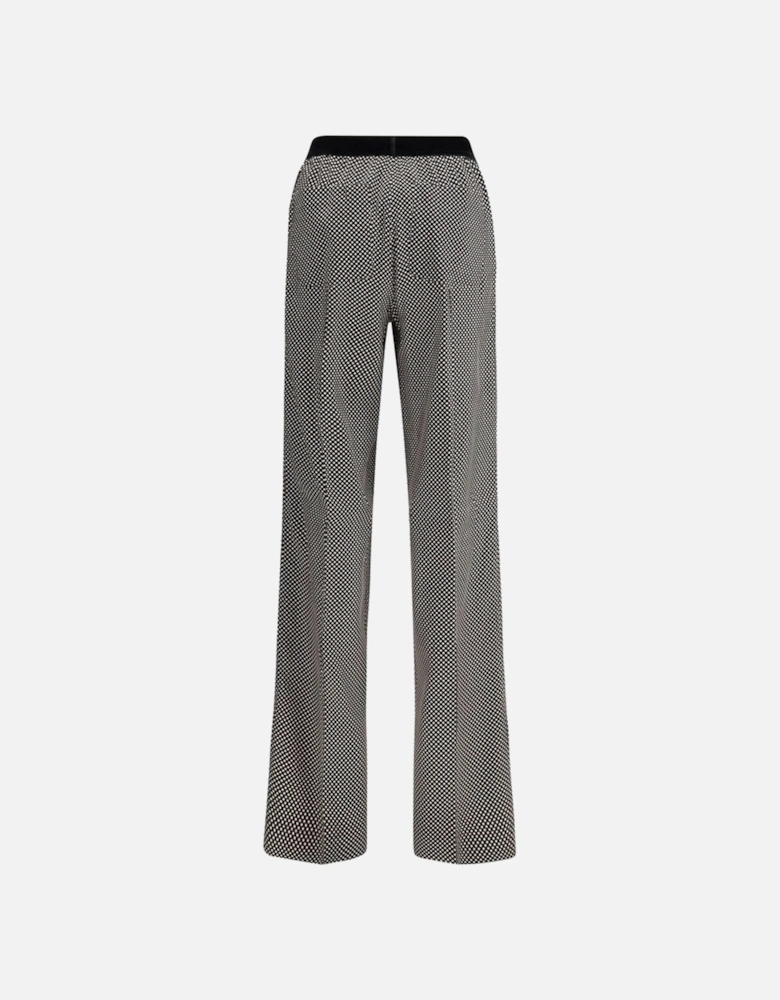 Polka Dot Pants with Velvet Waistband Women - Black Jeans