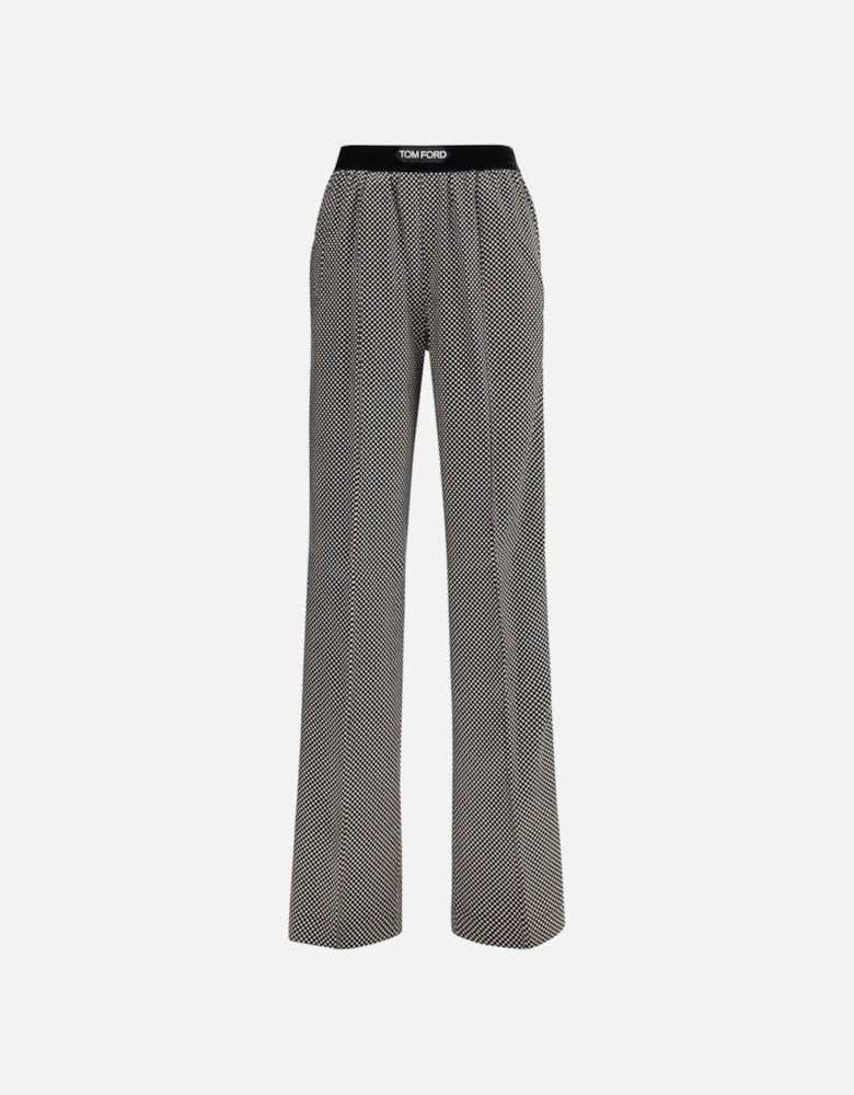 Polka Dot Pants with Velvet Waistband Women - Black Jeans