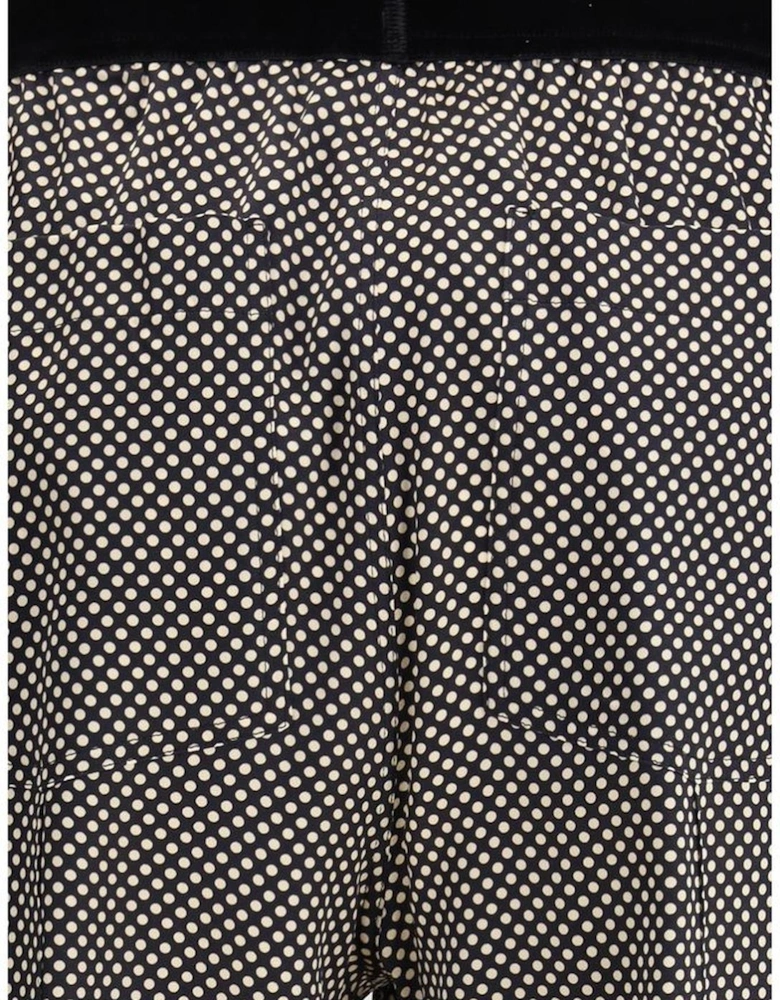 Polka Dot Pants with Velvet Waistband Women - Black Jeans