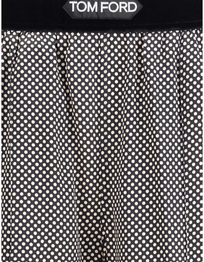 Polka Dot Pants with Velvet Waistband Women - Black Jeans