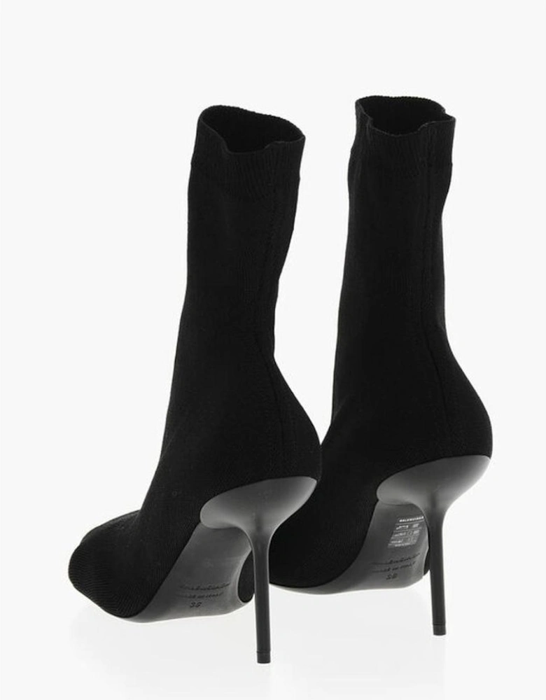 Square Toeline Stiletto Heel Leather Sole Shoes Women - Black Boots