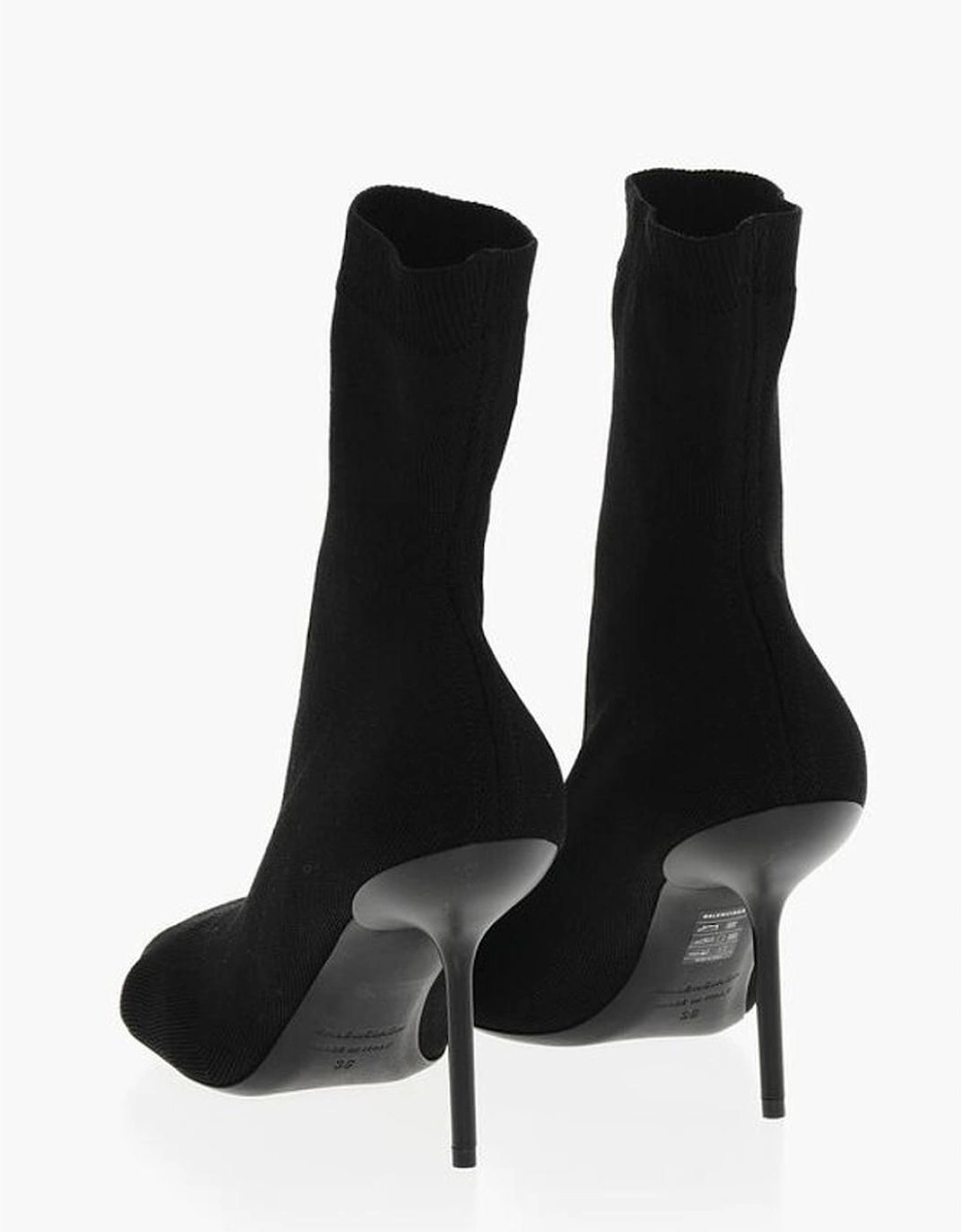 Square Toeline Stiletto Heel Leather Sole Shoes Women - Black Boots