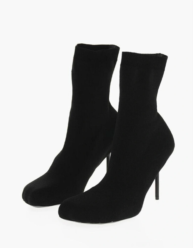 Square Toeline Stiletto Heel Leather Sole Shoes Women - Black Boots