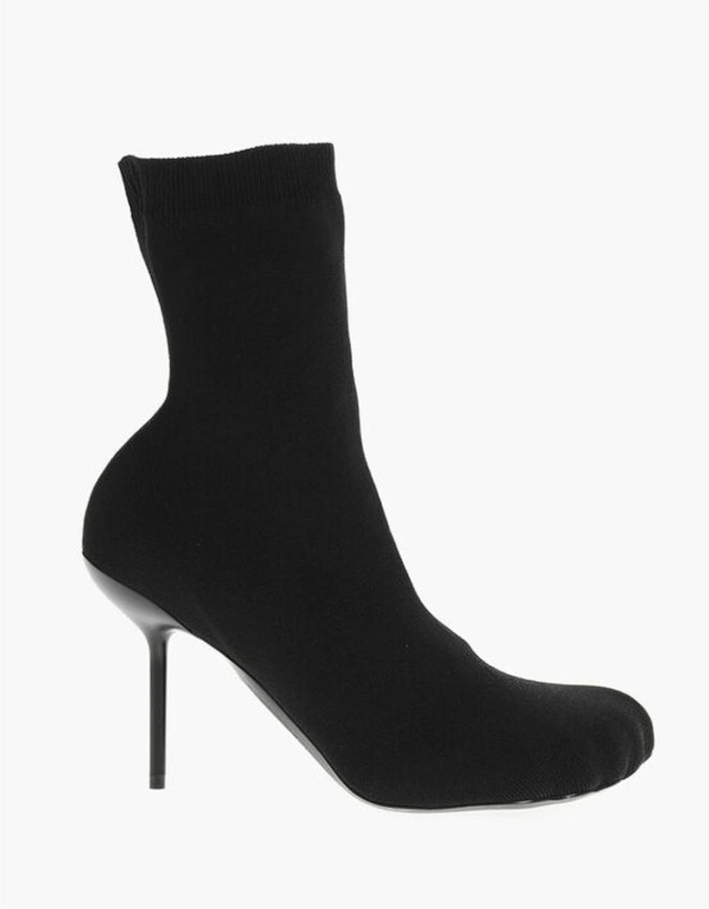Square Toeline Stiletto Heel Leather Sole Shoes Women - Black Boots