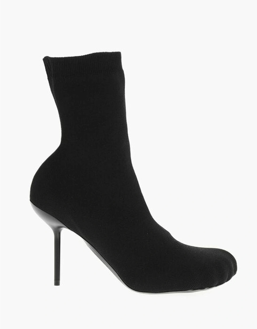 Square Toeline Stiletto Heel Leather Sole Shoes Women - Black Boots
