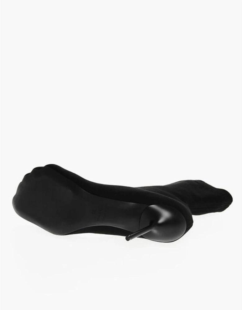 Square Toeline Stiletto Heel Leather Sole Shoes Women - Black Boots