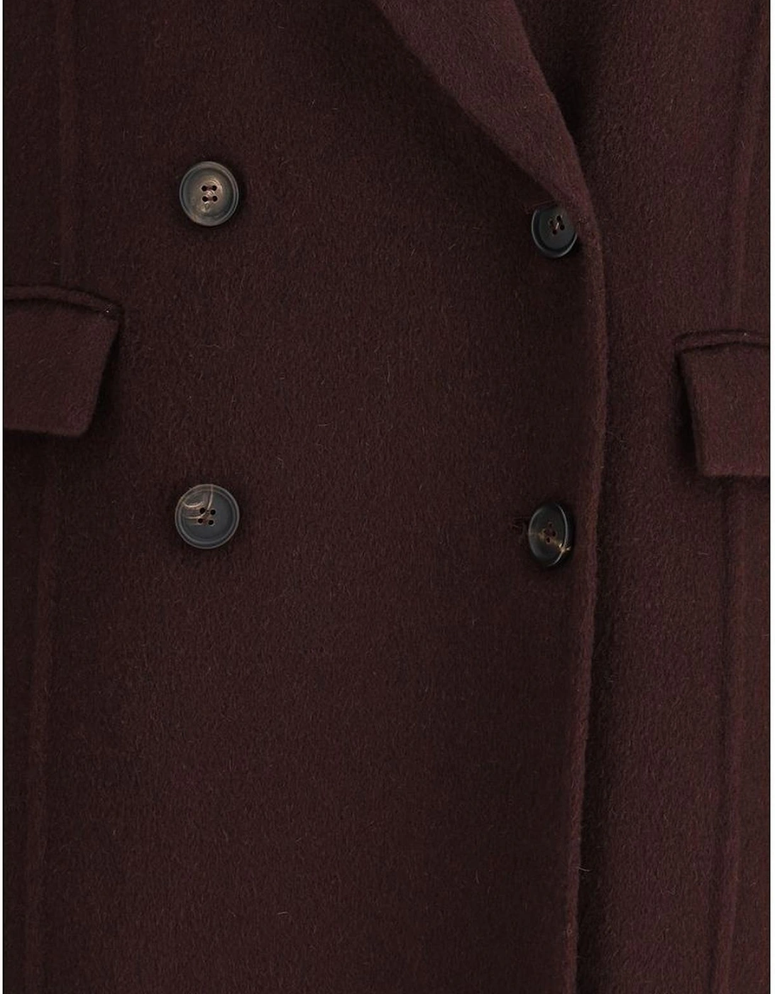 Double-Breasted Coat with Peaked Lapels Women - Brown Jackets