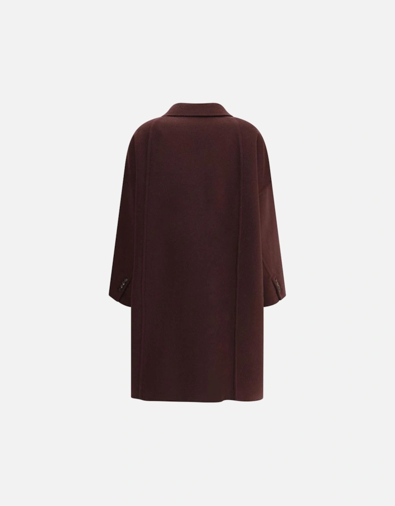 Double-Breasted Coat with Peaked Lapels Women - Brown Jackets