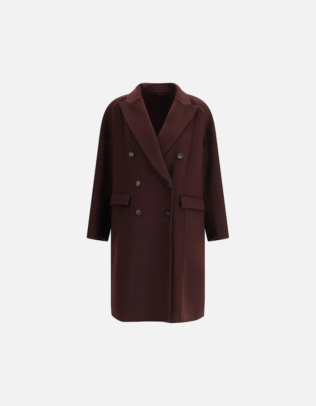 Double-Breasted Coat with Peaked Lapels Women - Brown Jackets, 4 of 3