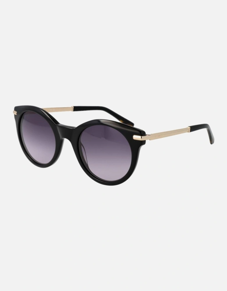 Round Gradient Sunglasses with Full-Rim Acetate Frame Women - Black