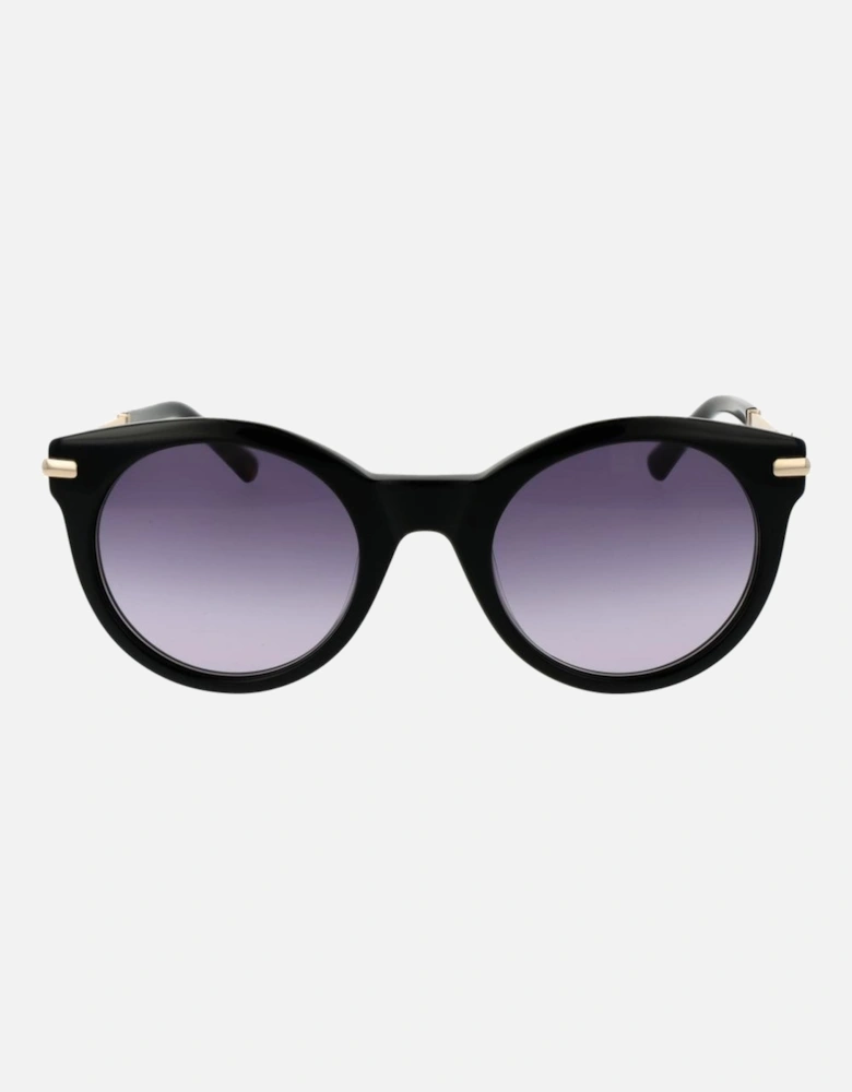 Round Gradient Sunglasses with Full-Rim Acetate Frame Women - Black