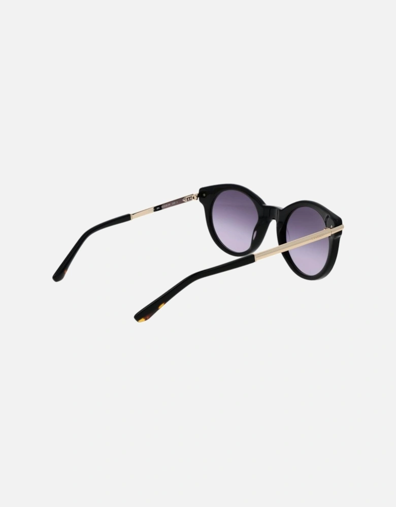 Round Gradient Sunglasses with Full-Rim Acetate Frame Women - Black