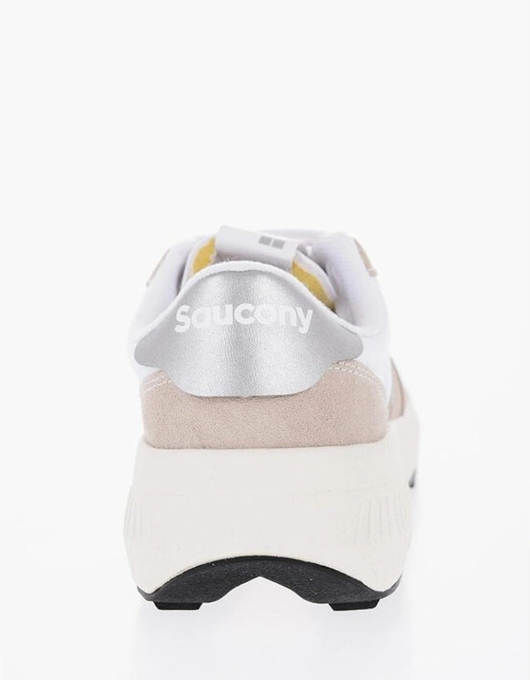 Lace-Up Suede Techno Fabric Sneakers Women - White