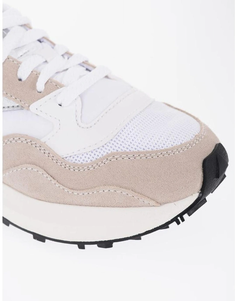 Lace-Up Suede Techno Fabric Sneakers Women - White