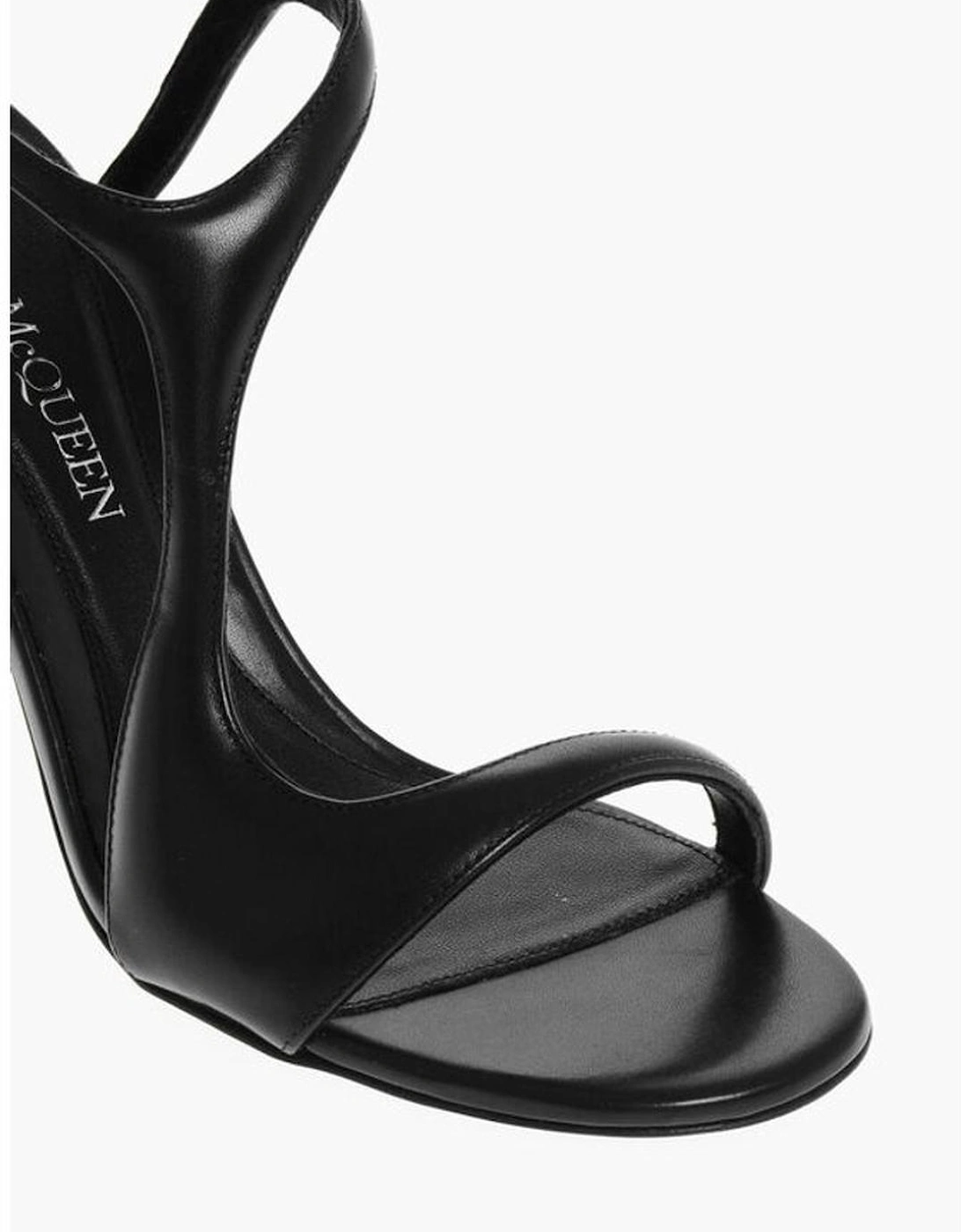 Peep Toe Leather Stiletto Heels with Ankle Buckle Women - Black