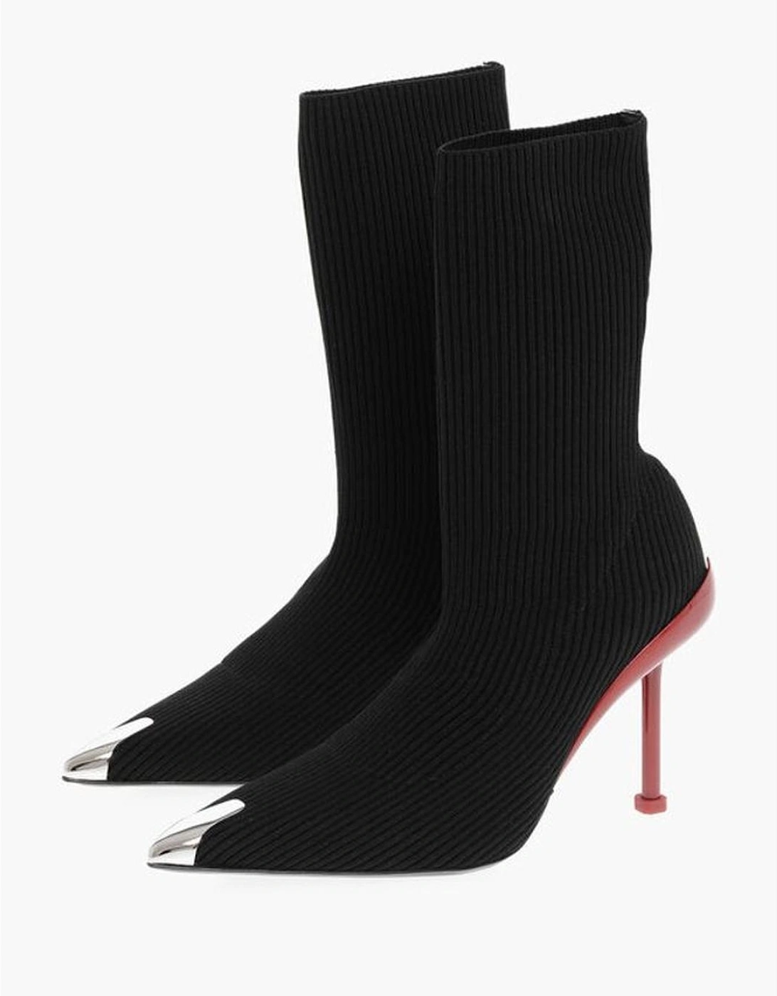 Canvas Stiletto Heel Leather Sole Shoes Women - Black Boots, 6 of 5