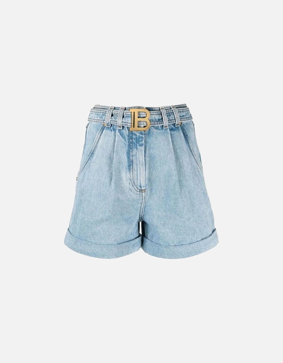 Denim Shorts with Buckle and 4-Pocket Design Women - Blue, 6 of 5