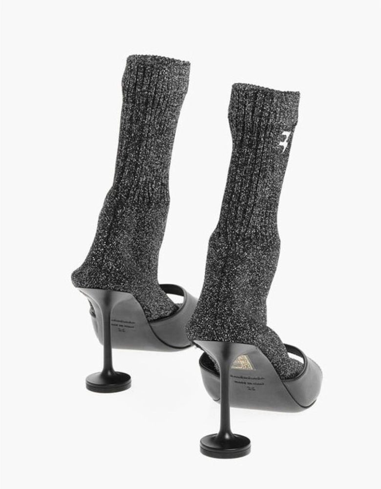 Glitter Stiletto Heels with Leather Sole Women - Black Boots