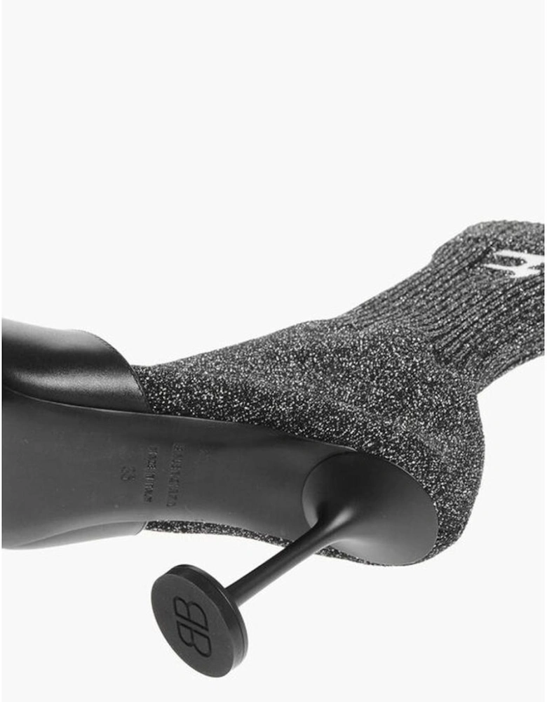 Glitter Stiletto Heels with Leather Sole Women - Black Boots