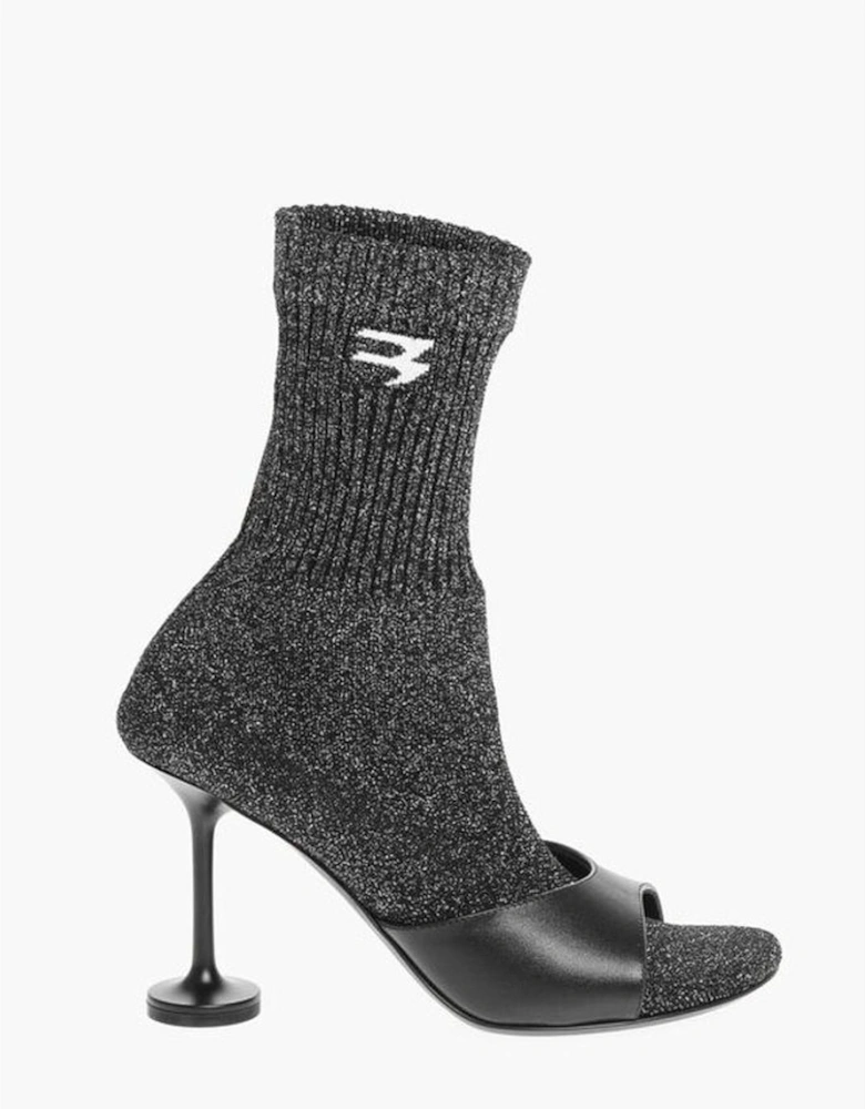 Glitter Stiletto Heels with Leather Sole Women - Black Boots