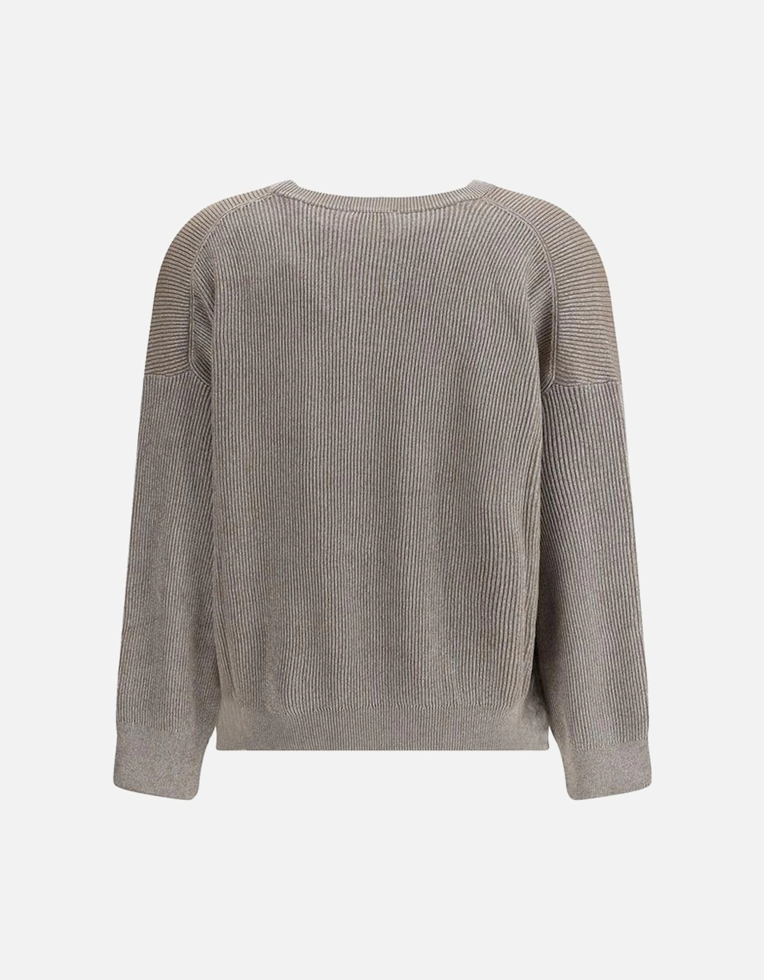 Lurex Ribbed Crew Neck Sweater Women - Beige