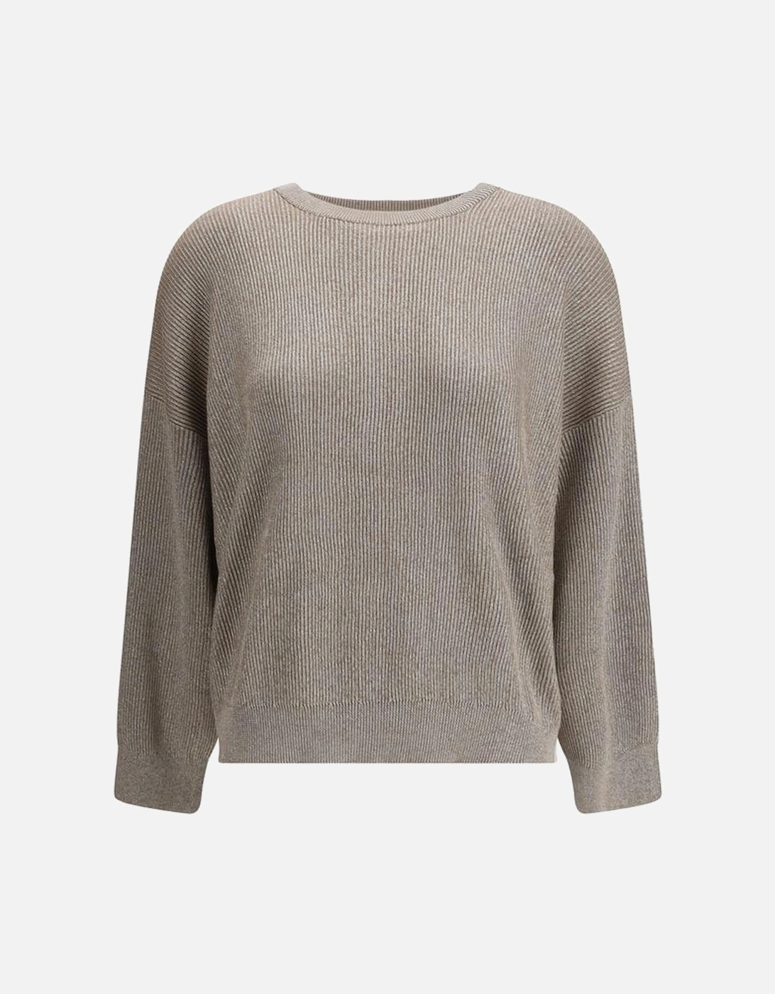 Lurex Ribbed Crew Neck Sweater Women - Beige, 4 of 3