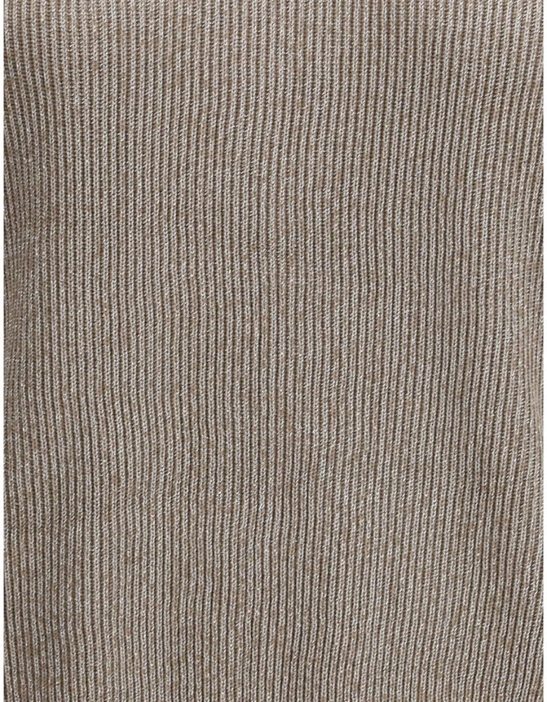 Lurex Ribbed Crew Neck Sweater Women - Beige