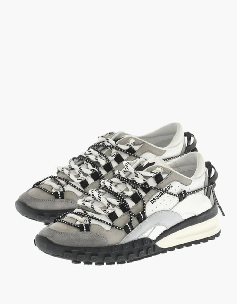 Leather Lace-Up Sneakers with Rubber Sole Women - Gray