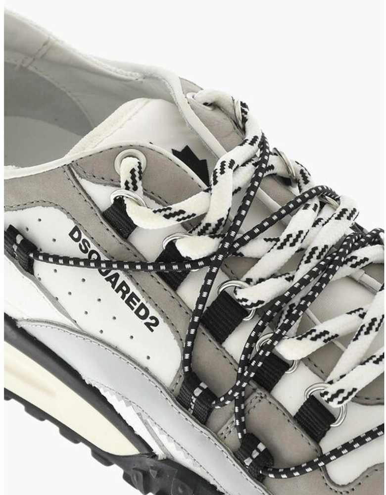 Leather Lace-Up Sneakers with Rubber Sole Women - Gray