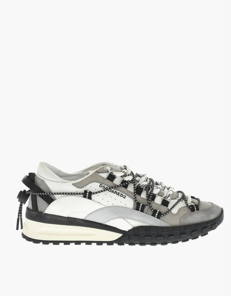 Leather Lace-Up Sneakers with Rubber Sole Women - Gray