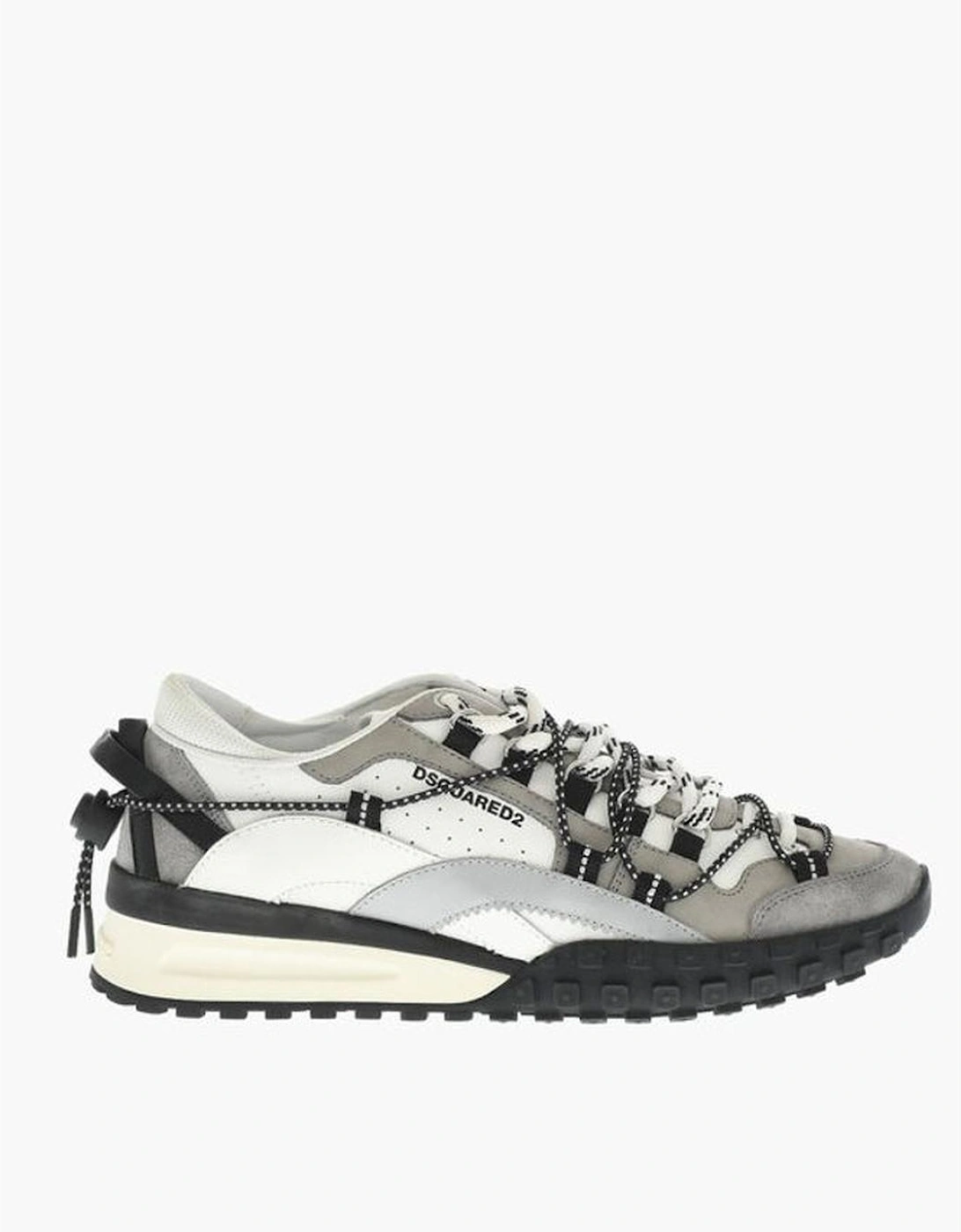 Leather Lace-Up Sneakers with Rubber Sole Women - Gray