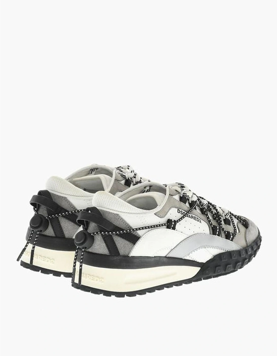Leather Lace-Up Sneakers with Rubber Sole Women - Gray