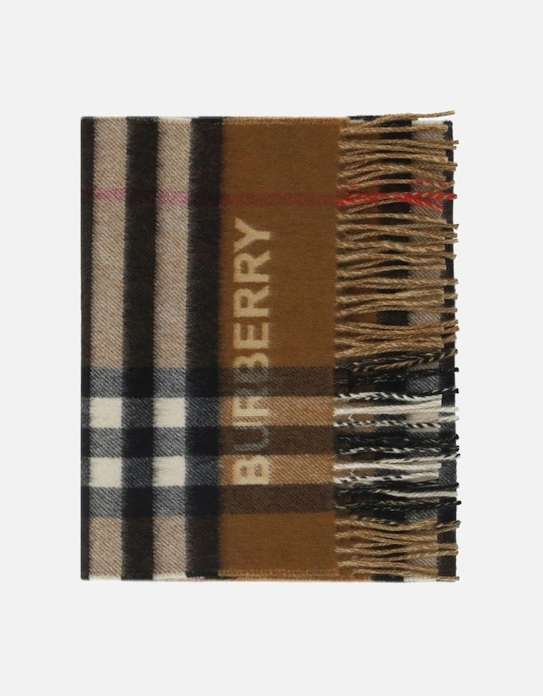 Cashmere Scarf with Archivio Check Pattern Women - Brown Scarves