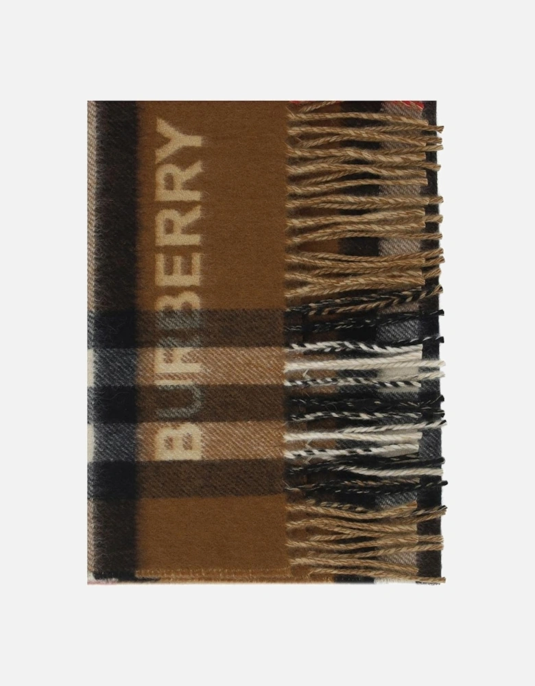 Cashmere Scarf with Archivio Check Pattern Women - Brown Scarves