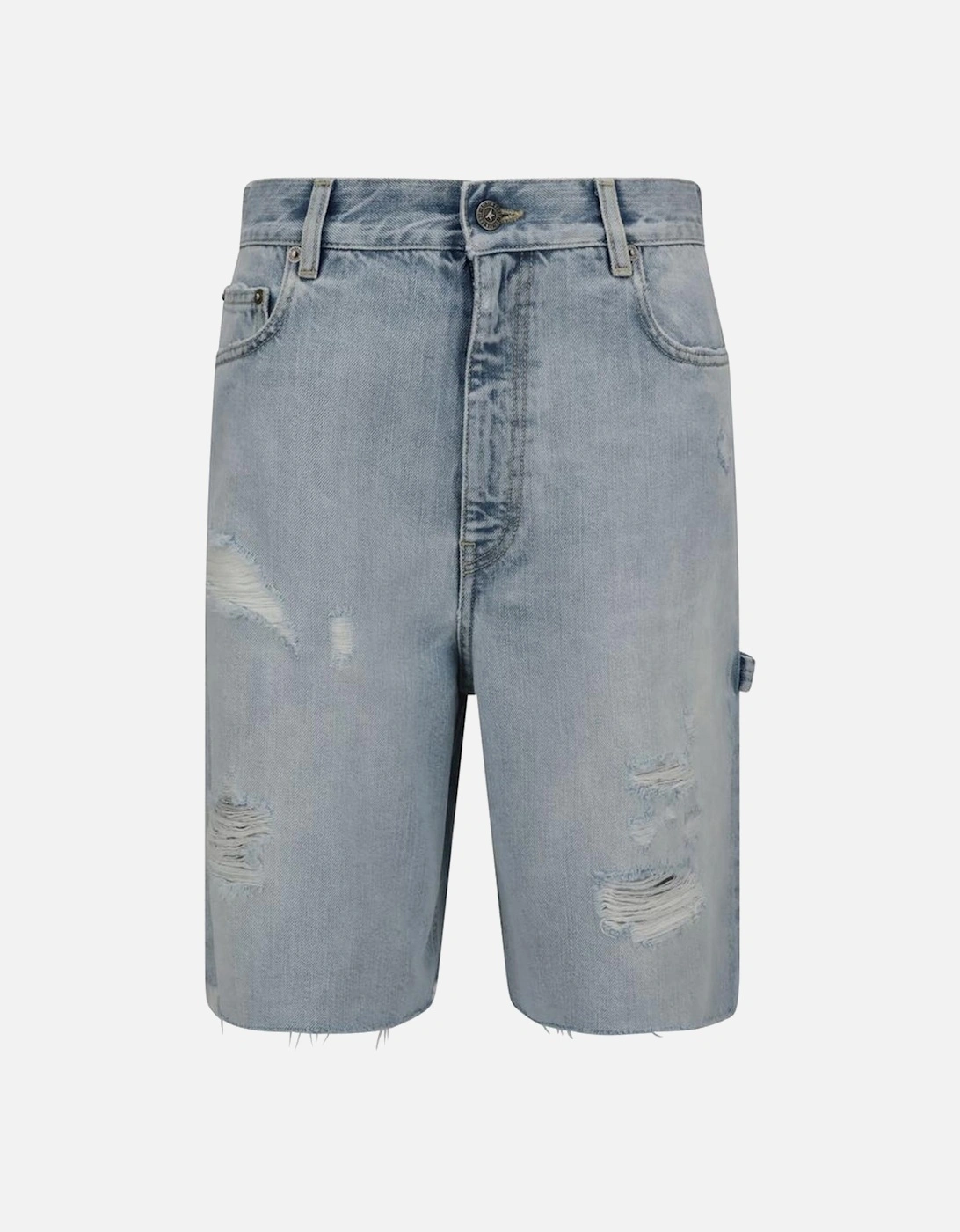 Relaxed Fit Distressed Denim Shorts Women - Light Blue, 4 of 3