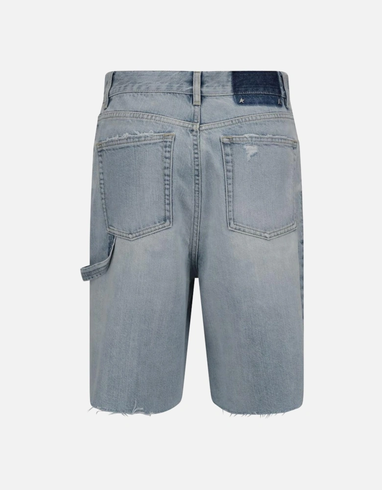 Relaxed Fit Distressed Denim Shorts Women - Light Blue