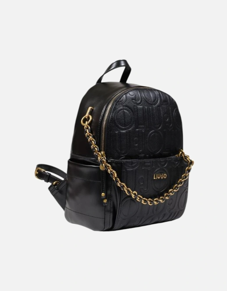 Womens Polyurethane Backpack - Black