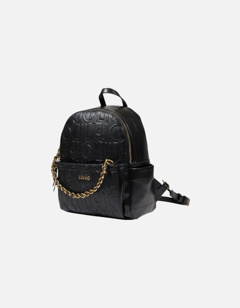 Womens Polyurethane Backpack - Black