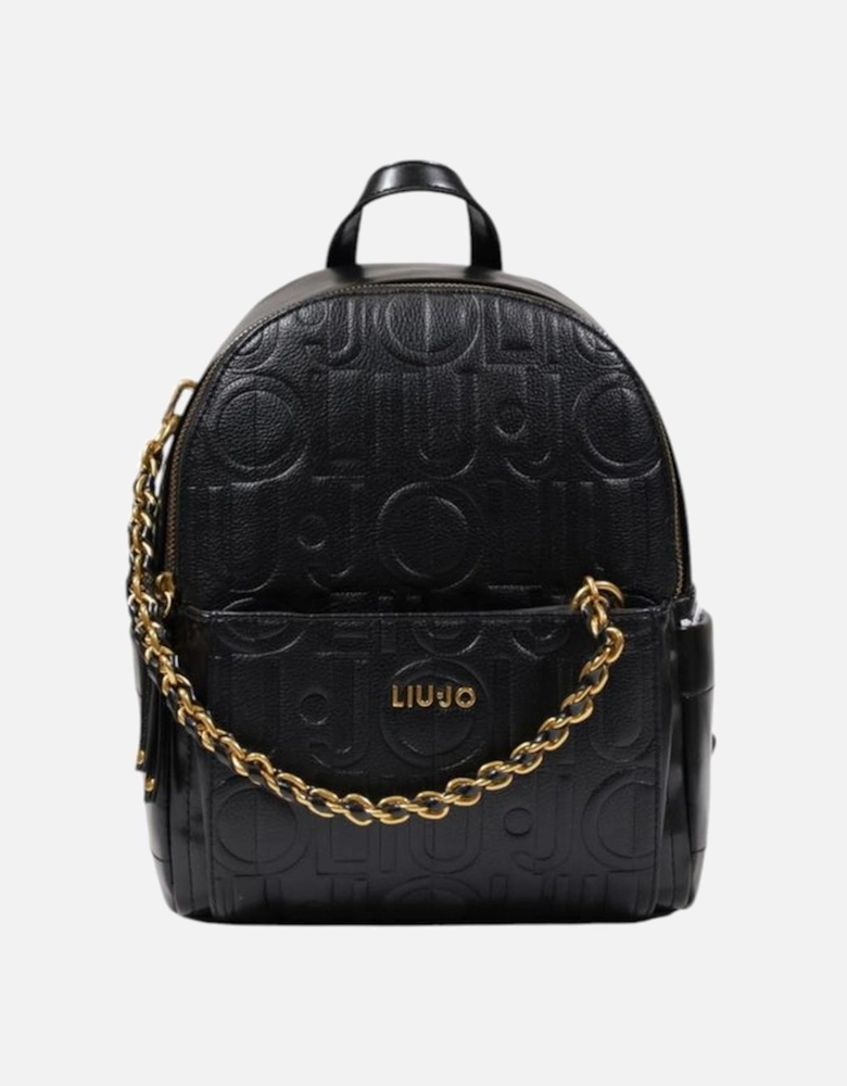 Womens Polyurethane Backpack - Black