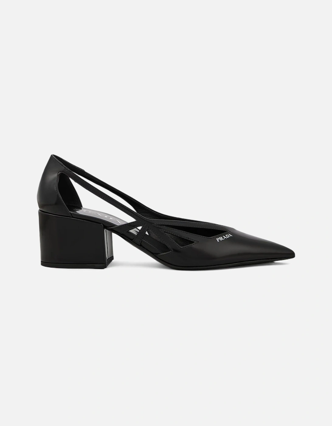Cutout Leather Pumps Block Heel Women - Black, 6 of 5