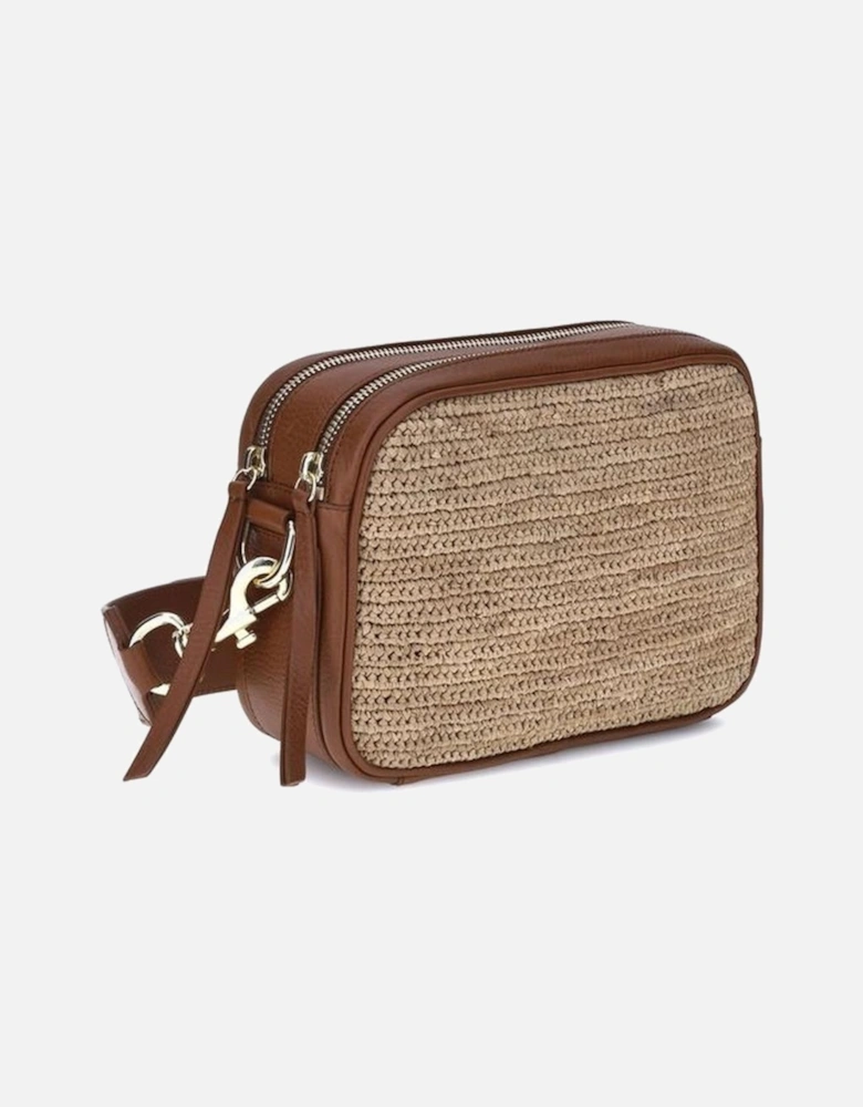 Alefa Raffia Leather Shoulder Bag Women - Brown