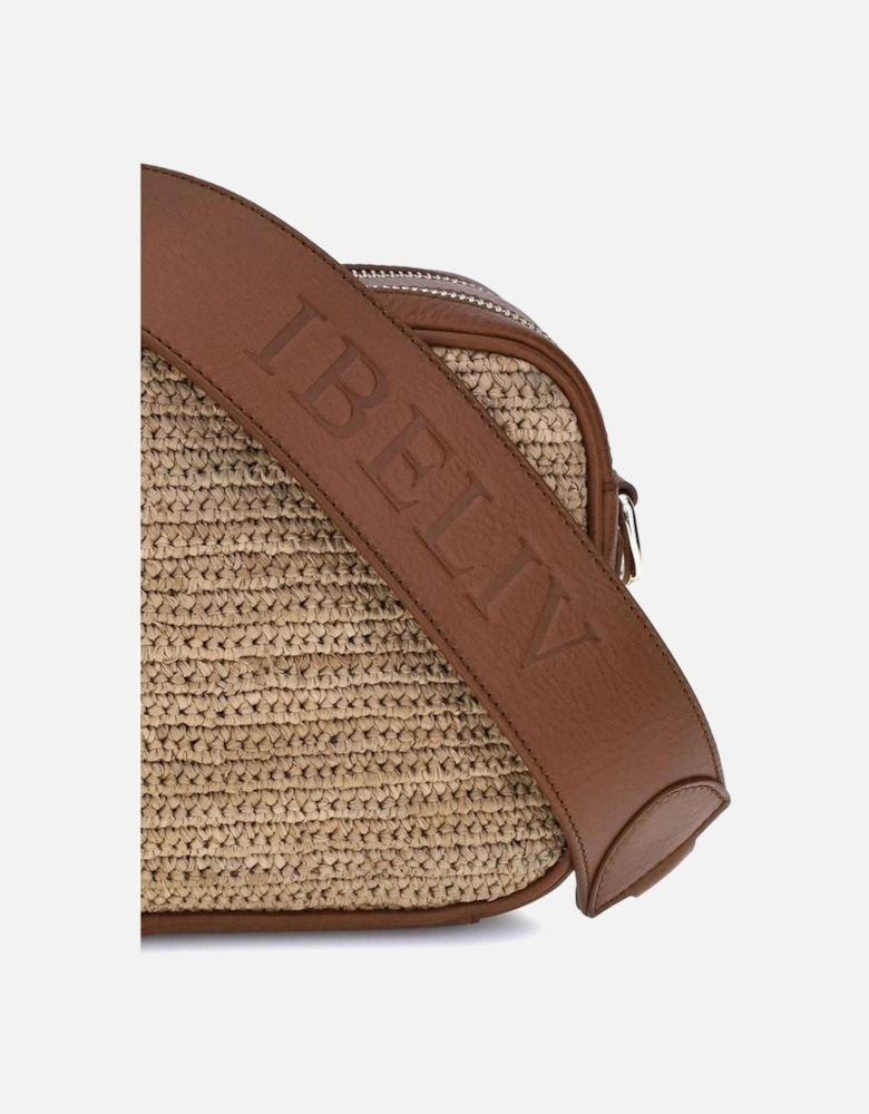 Alefa Raffia Leather Shoulder Bag Women - Brown