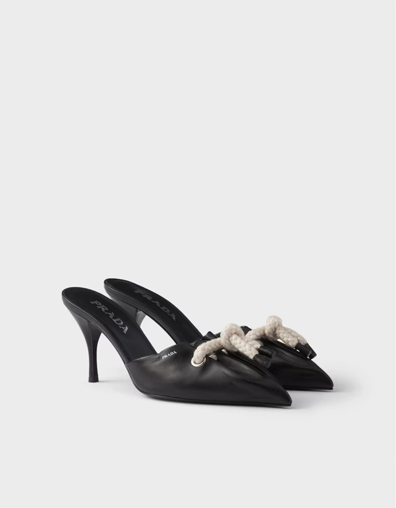 RopeDetailed Leather Mules High Heels Women - Black Pumps