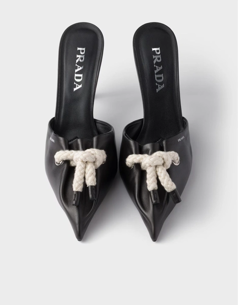 RopeDetailed Leather Mules High Heels Women - Black Pumps
