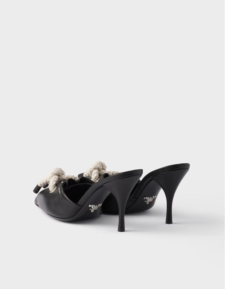 RopeDetailed Leather Mules High Heels Women - Black Pumps