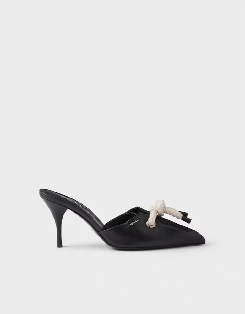 RopeDetailed Leather Mules High Heels Women - Black Pumps